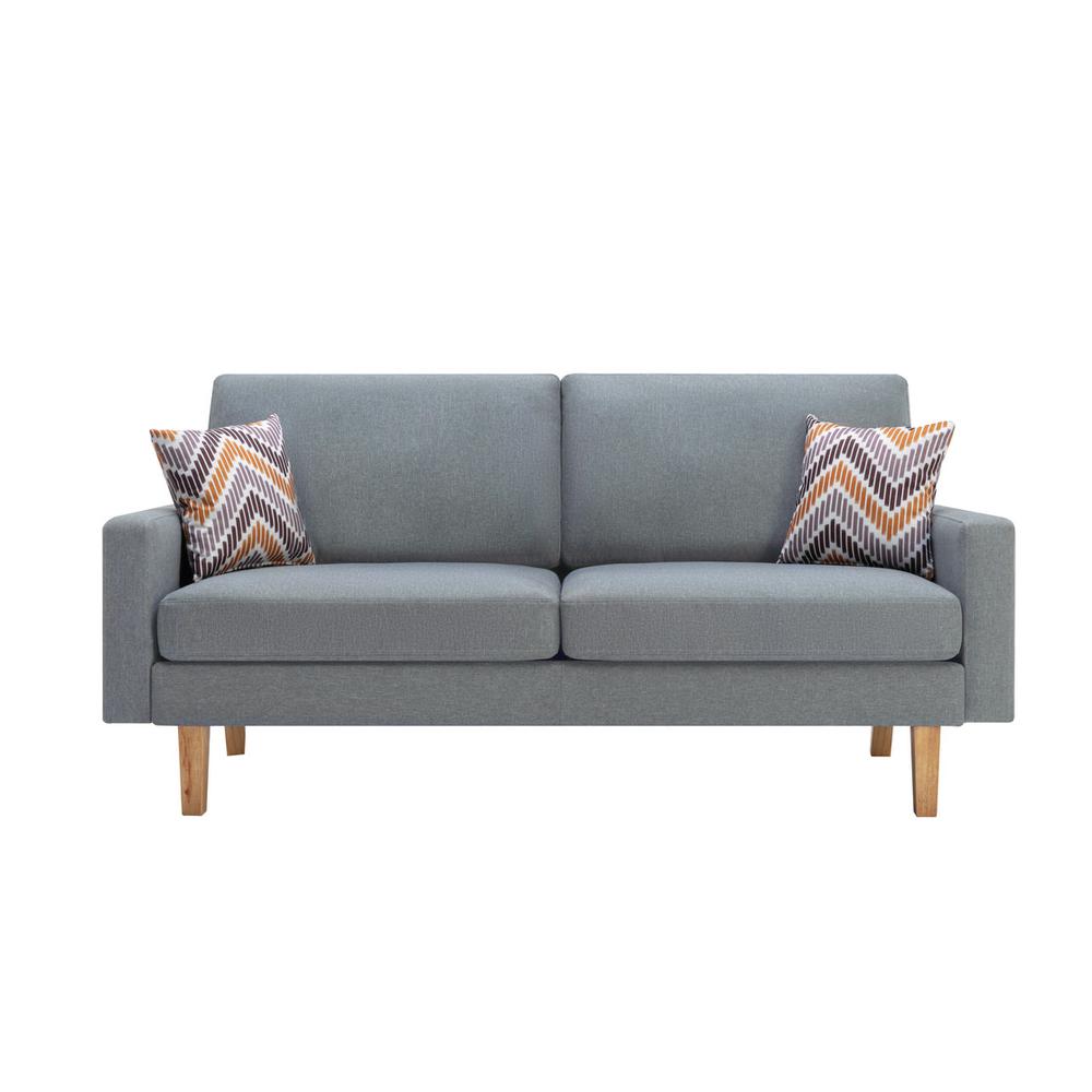 Bahamas Gray Linen Sofa with 2 Throw Pillows. Picture 2