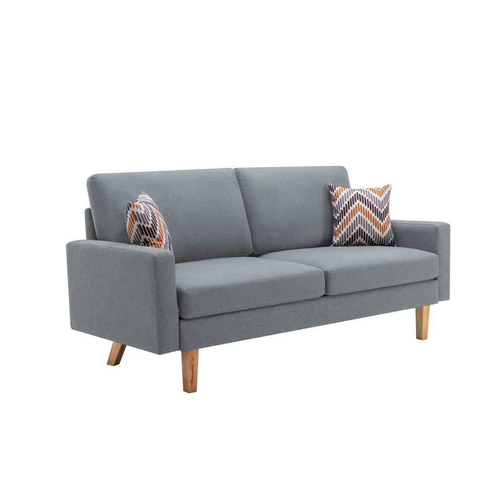 Bahamas Gray Linen Sofa with 2 Throw Pillows. Picture 1