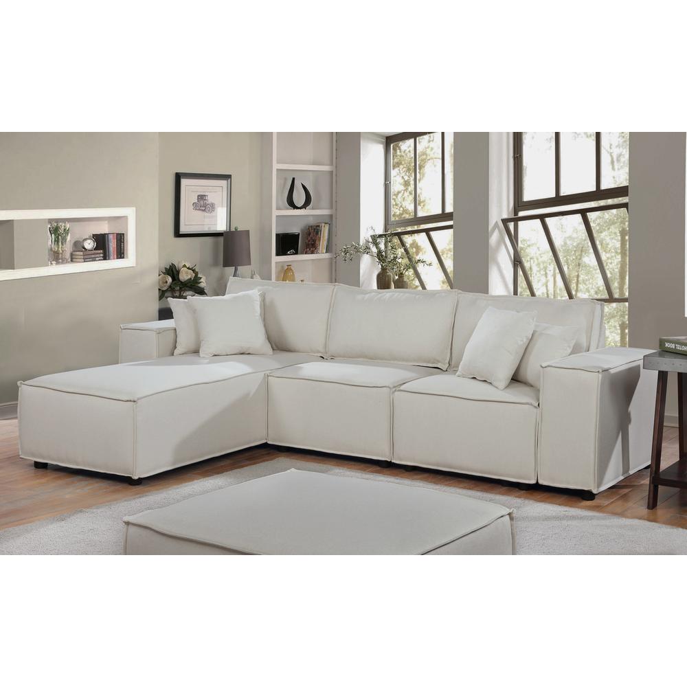 LILOLA Harvey Sofa with Reversible Chaise in Beige Linen. Picture 4