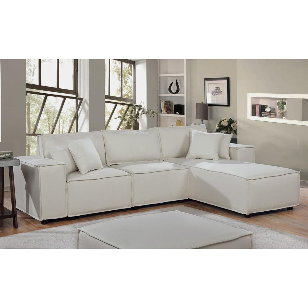 LILOLA Harvey Sofa with Reversible Chaise in Beige Linen. Picture 1