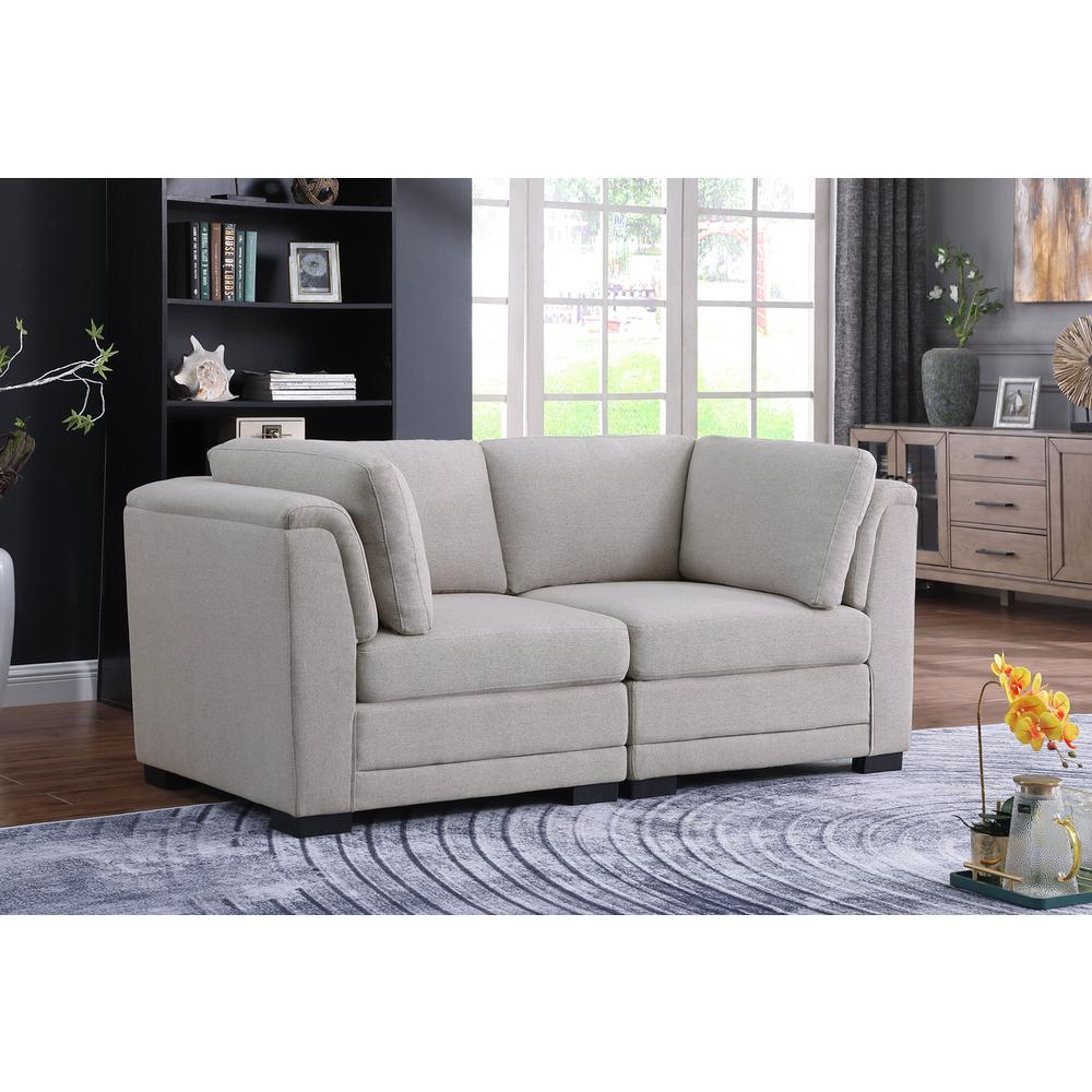 Kristin Light Gray Linen Fabric Loveseat. Picture 4