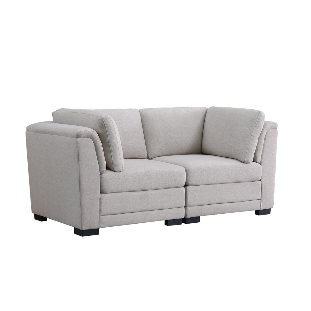 Kristin Light Gray Linen Fabric Loveseat. Picture 1