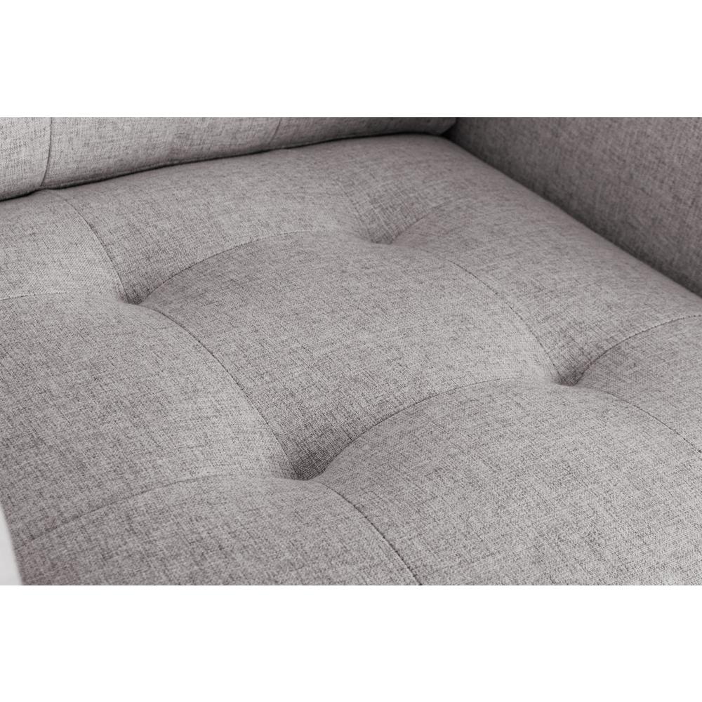 Victoria Beige Linen Fabric Armchair with Metal Legs, Side Pockets, and Pillow. Picture 6