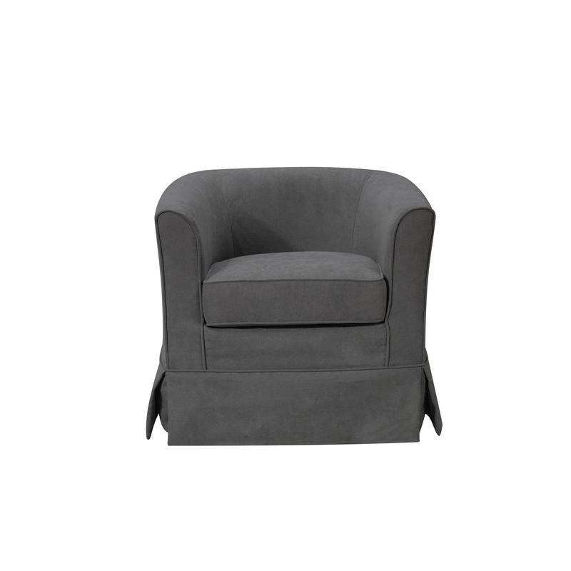 Tucker Gray Woven Fabric Swivel Barrel Chair. Picture 2
