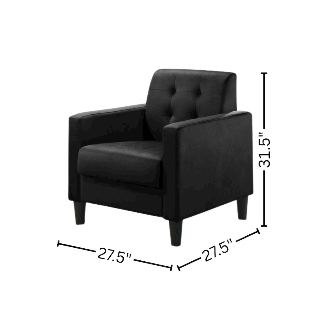 Accent Armchair, Black Velvet, Tufted Back. Picture 2