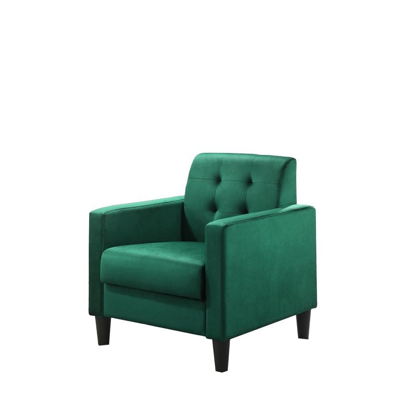 Hale Green Velvet Accent Armchair with Tufting. Picture 1