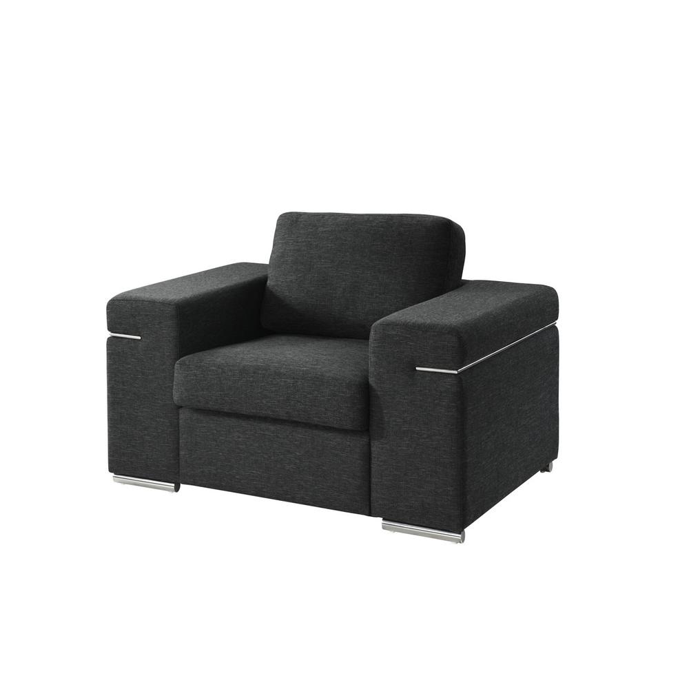 Gianna Black Linen Fabric Arm Chair. Picture 2