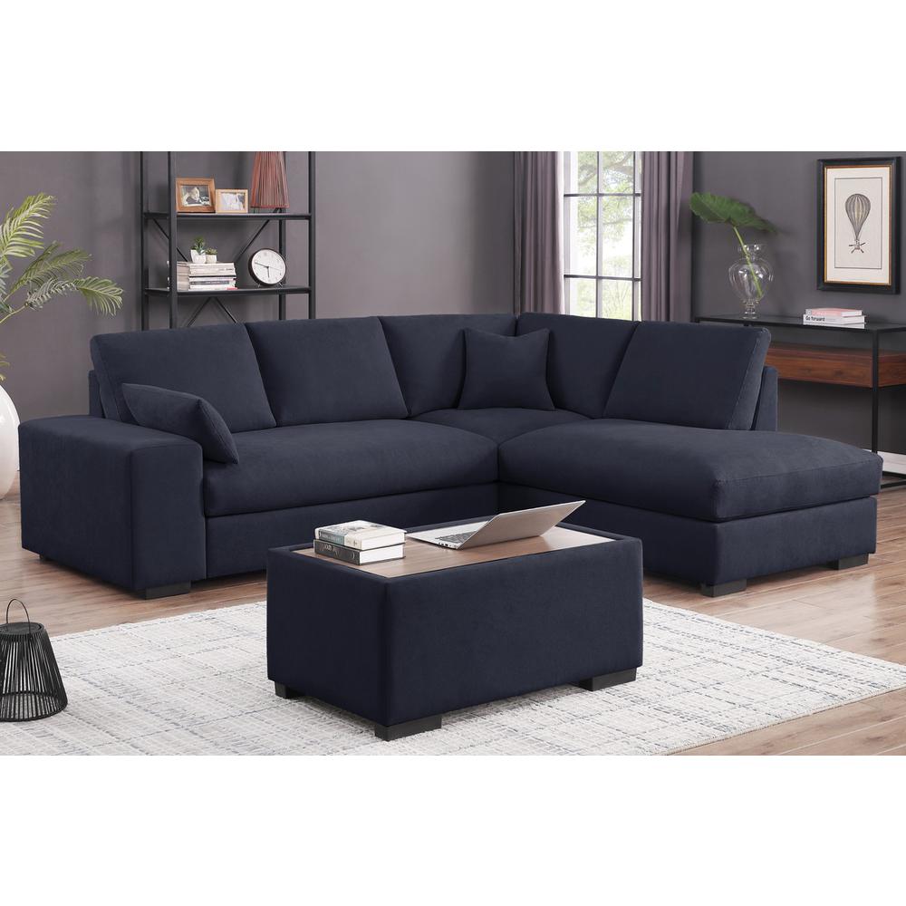 100"W Dark Gray Woven Fabric Sectional Sofa with Right Facing Chaise. Picture 4