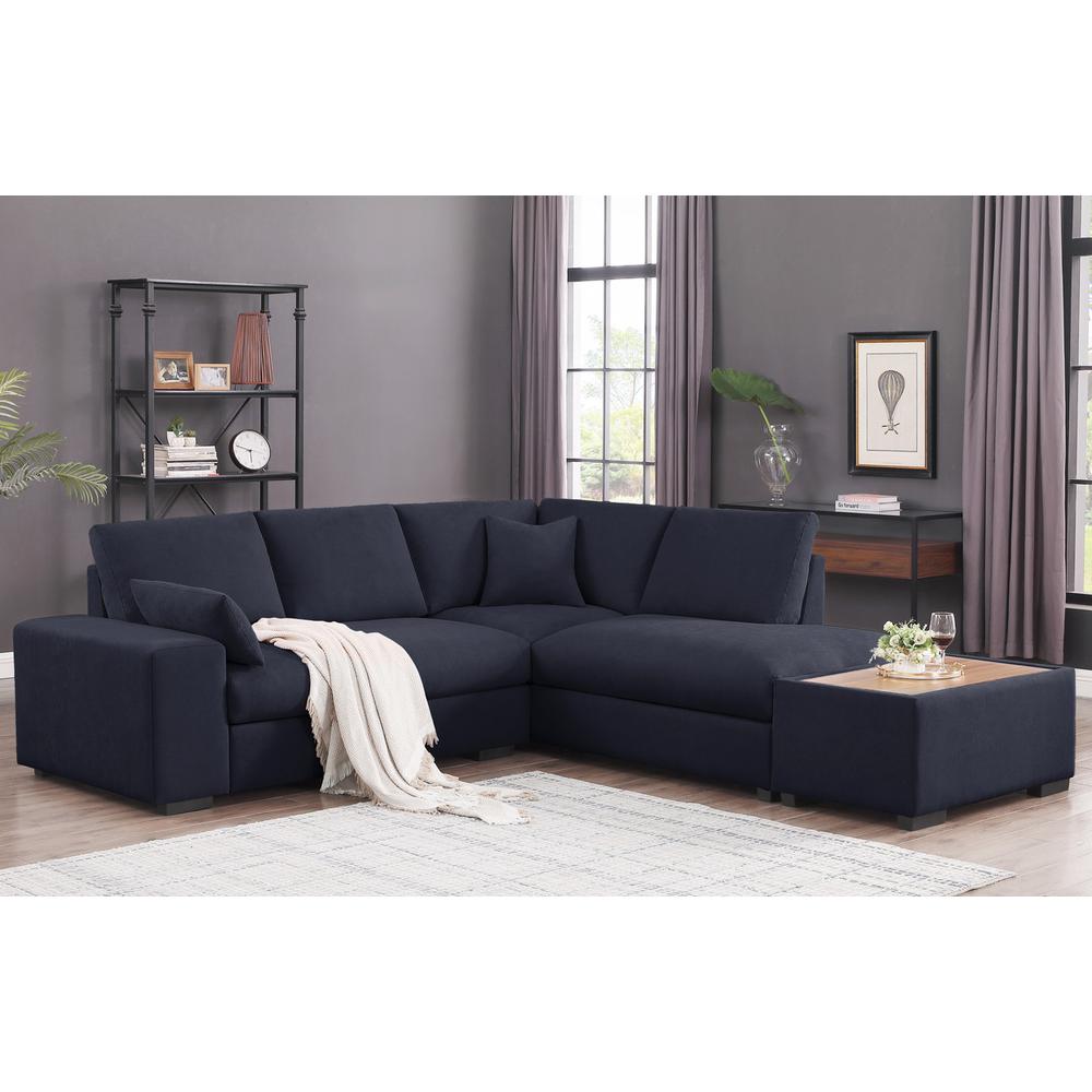 100"W Dark Gray Woven Fabric Sectional Sofa with Right Facing Chaise. Picture 2