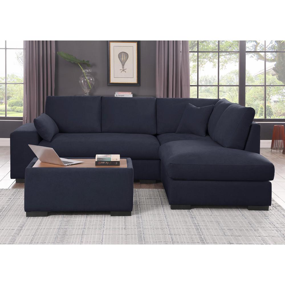100"W Dark Gray Woven Fabric Sectional Sofa with Right Facing Chaise. Picture 3