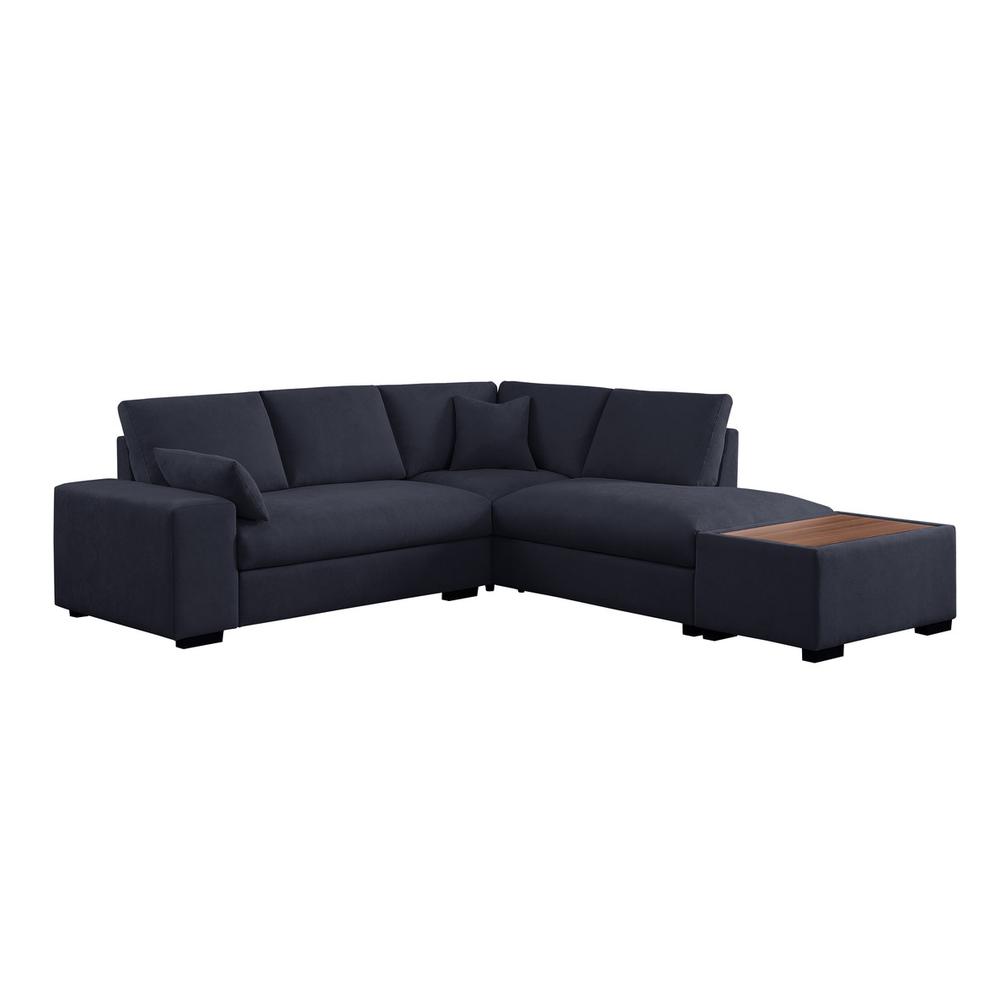 100"W Dark Gray Woven Fabric Sectional Sofa with Right Facing Chaise. Picture 5