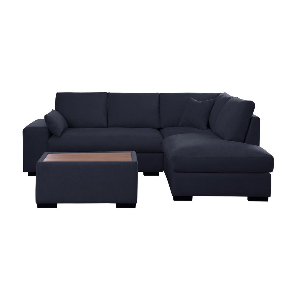 100"W Dark Gray Woven Fabric Sectional Sofa with Right Facing Chaise. Picture 6