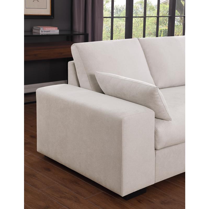 100"W Beige Woven Fabric Sectional Sofa with Right Facing Chaise. Picture 9