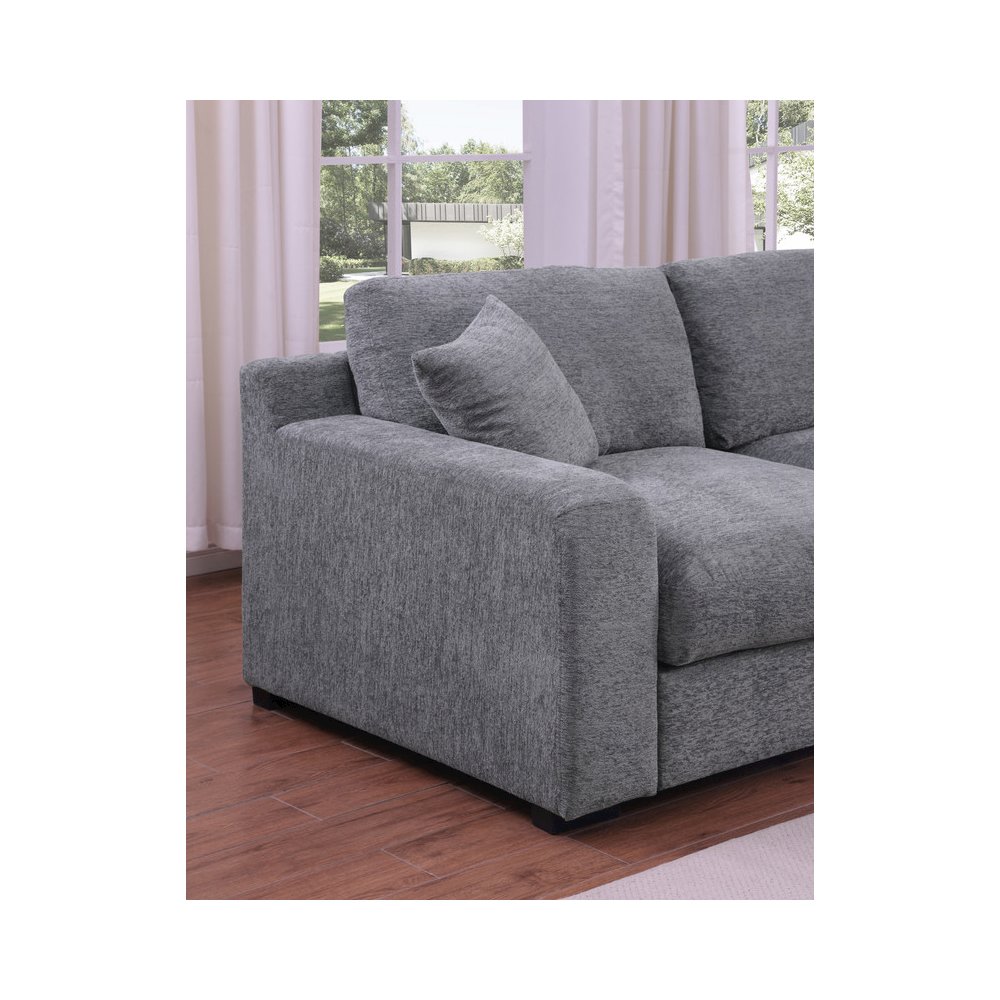 Fabric Corner Sectional Sofa with Right-Facing Chaise, Cupholders. Picture 12