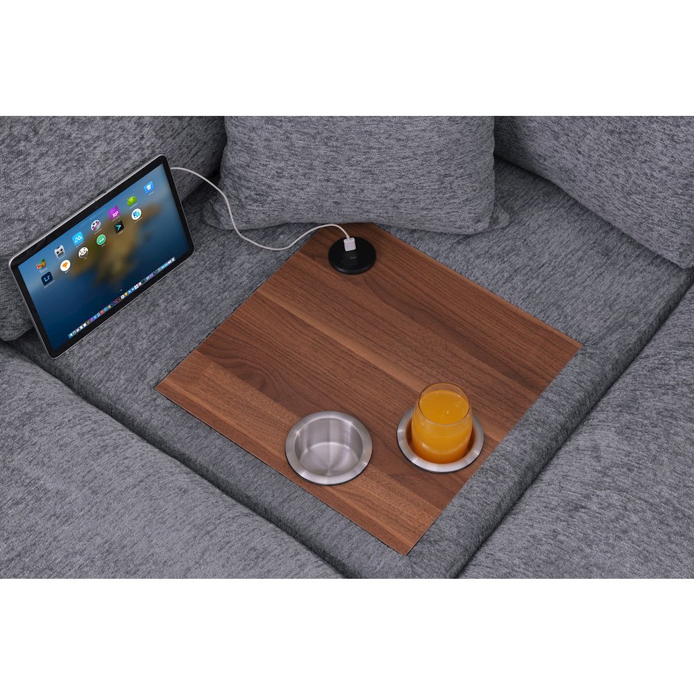 Fabric Corner Sectional Sofa with Right-Facing Chaise, Cupholders. Picture 11