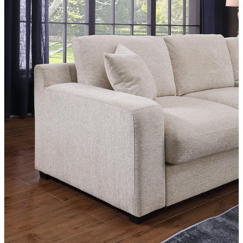 Fabric Corner Sectional Sofa with Right-Facing Chaise, Cupholders. Picture 12