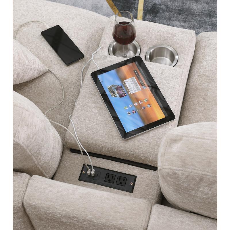 Fabric Corner Sectional Sofa with Right-Facing Chaise, Cupholders. Picture 9