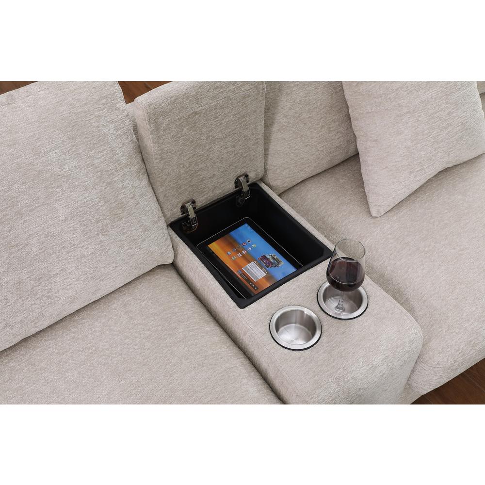Fabric Corner Sectional Sofa with Right-Facing Chaise, Cupholders. Picture 10