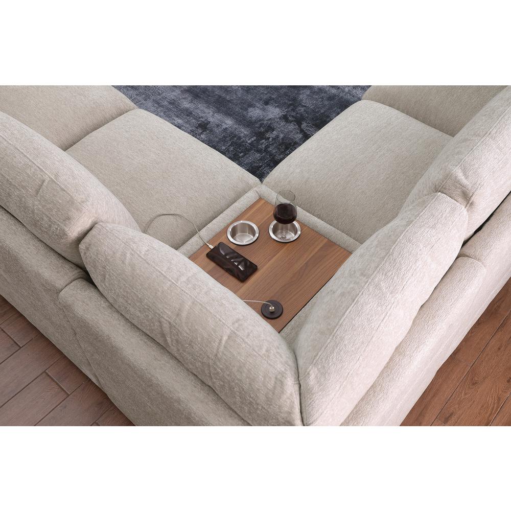 Fabric Corner Sectional Sofa with Right-Facing Chaise, Cupholders. Picture 11