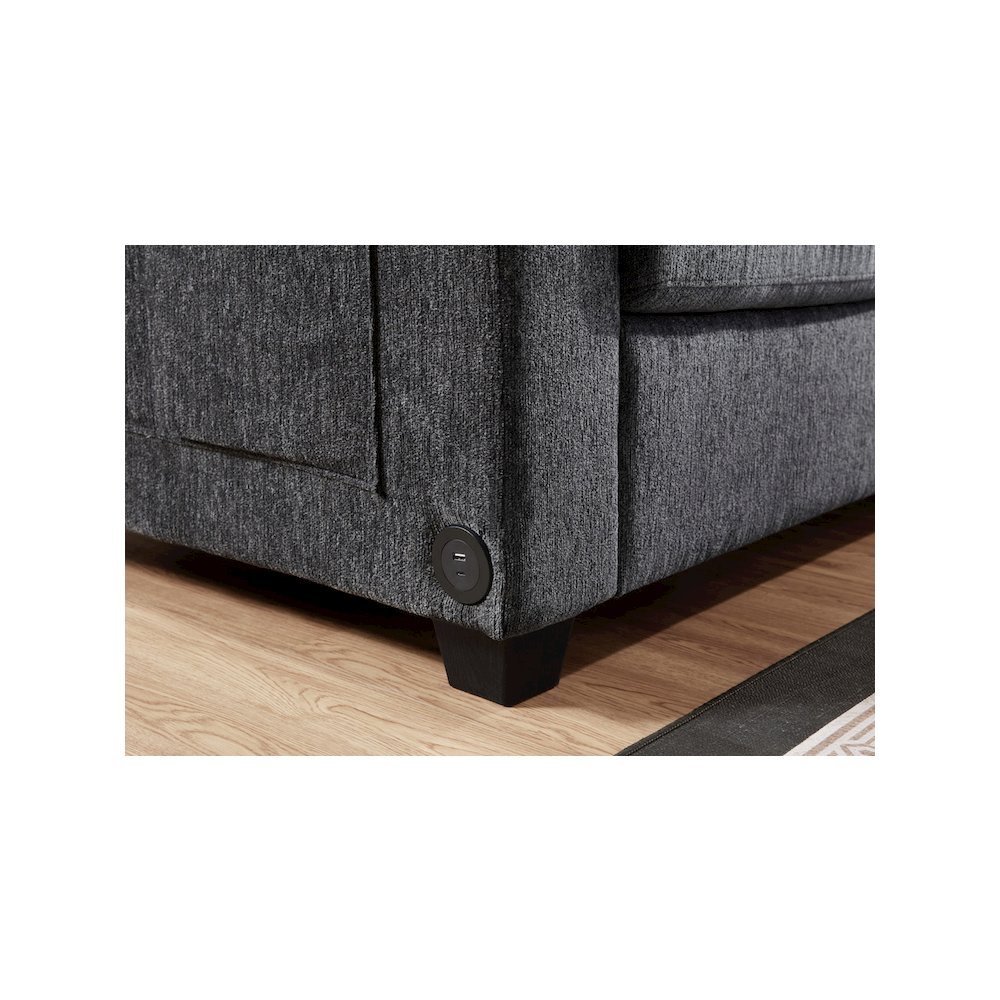 Trey 115"W Gray Chenille Sectional Sofa with Adjustable Backrest. Picture 9
