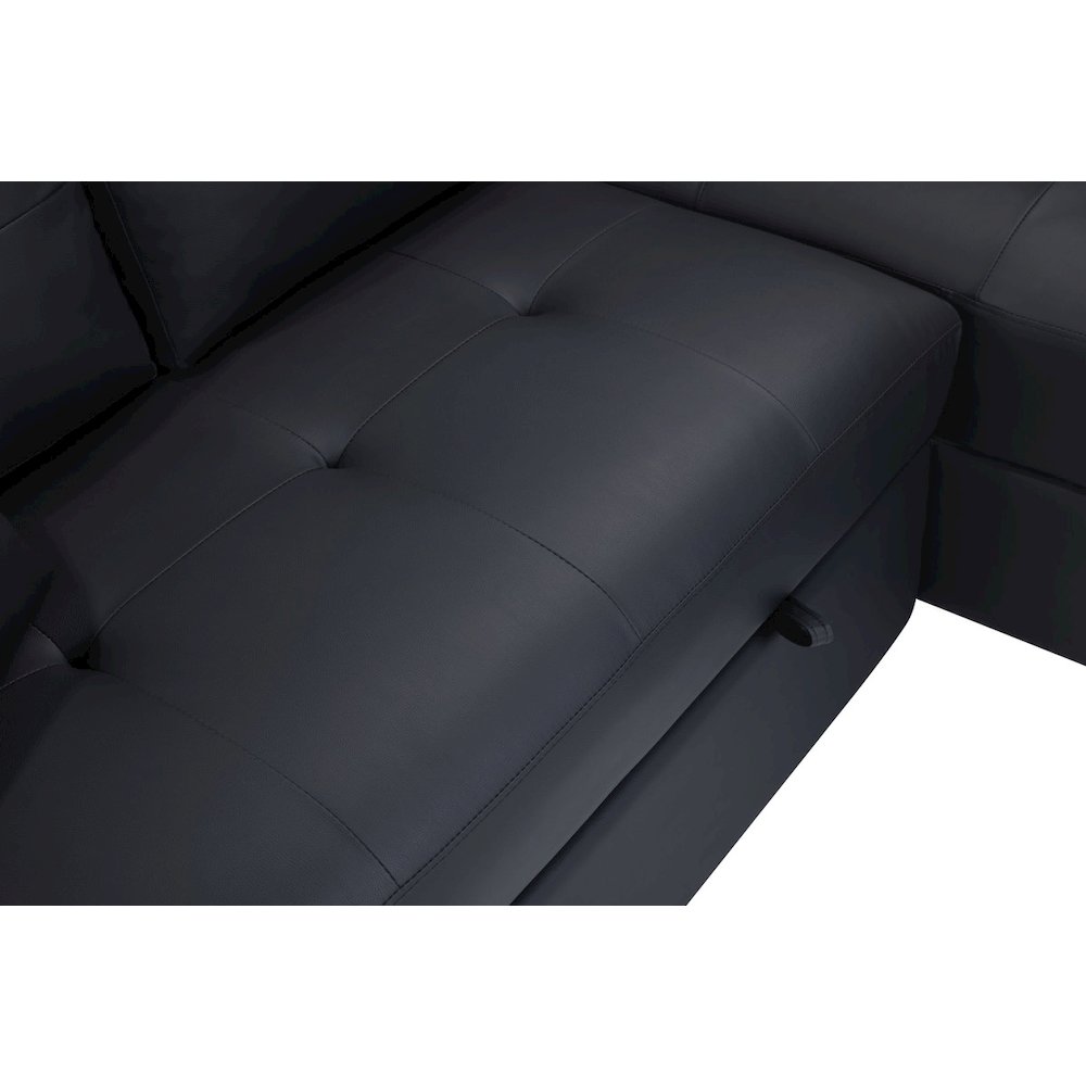 84.5"W Black PVC Fabric Sleeper Sectional. Picture 7