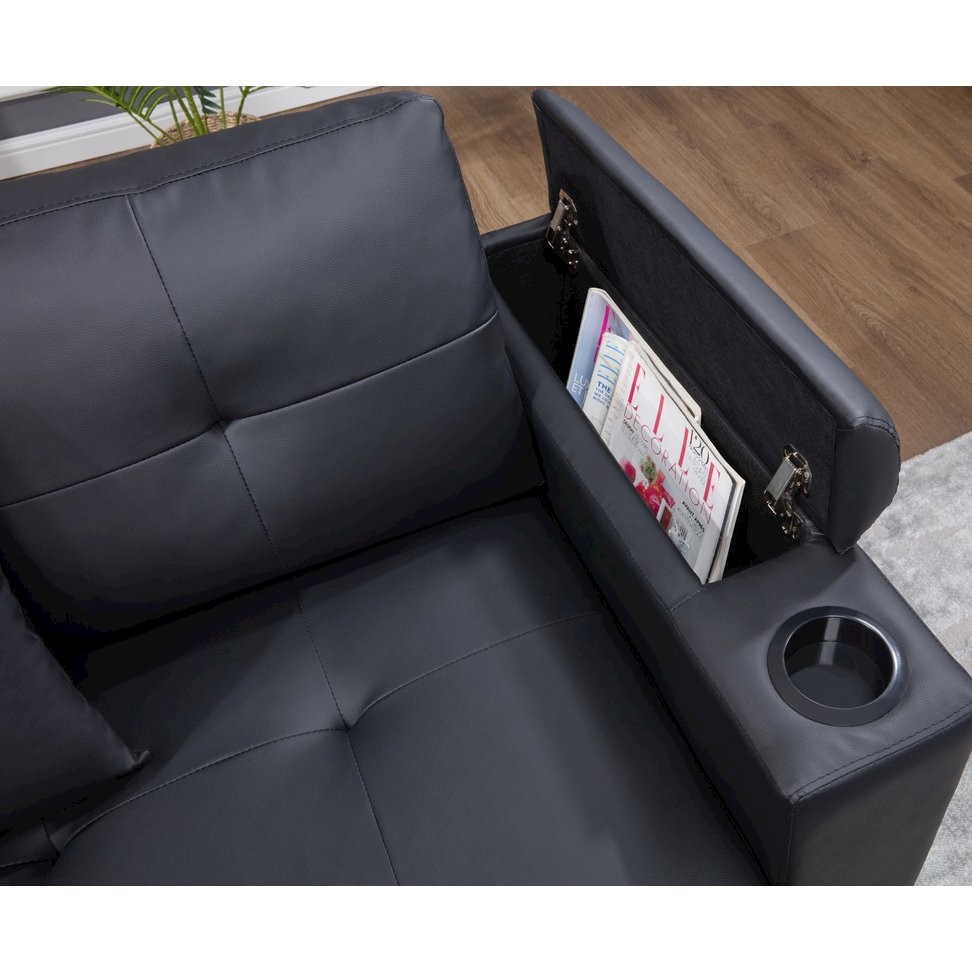 84.5"W Black PVC Fabric Sleeper Sectional. Picture 5