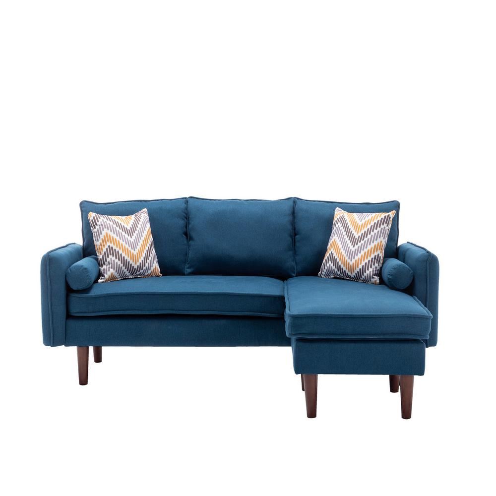 Mia Blue Sectional Sofa Chaise with USB Charger & Pillows. Picture 1