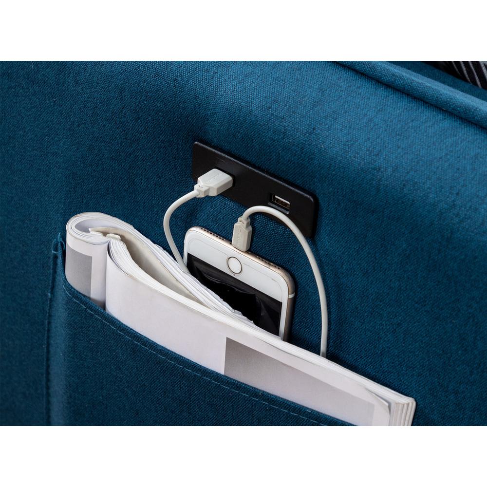 Mia Blue Sectional Sofa Chaise with USB Charger & Pillows. Picture 5