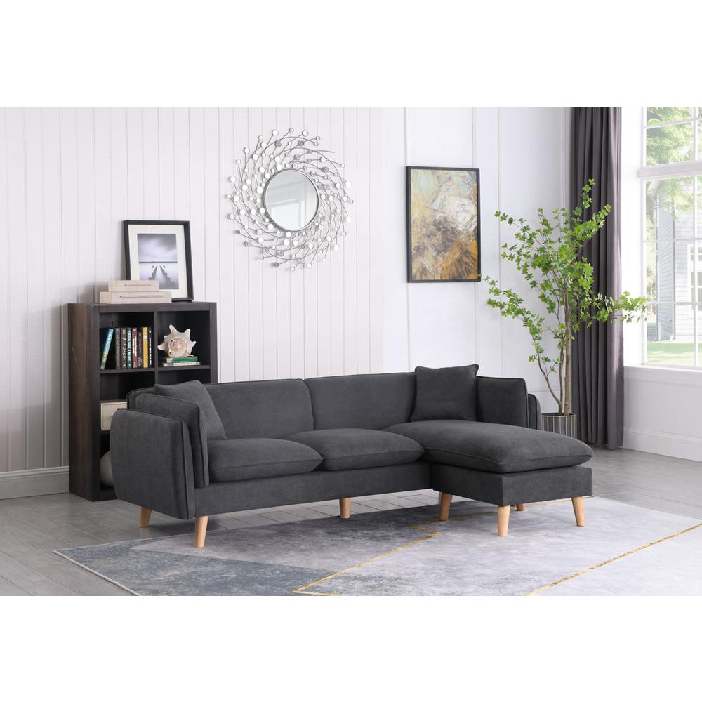 Brayden Dark Gray Fabric Sectional Sofa Chaise. Picture 8