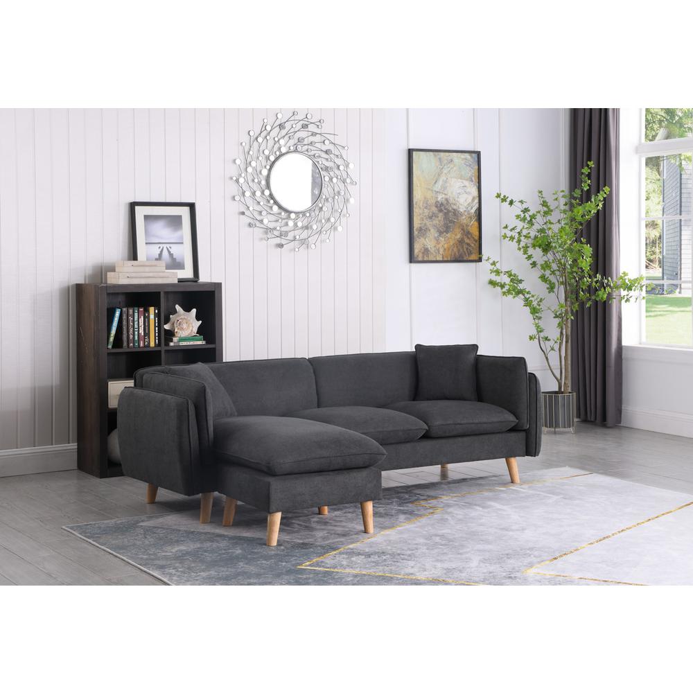 Brayden Dark Gray Fabric Sectional Sofa Chaise. Picture 5