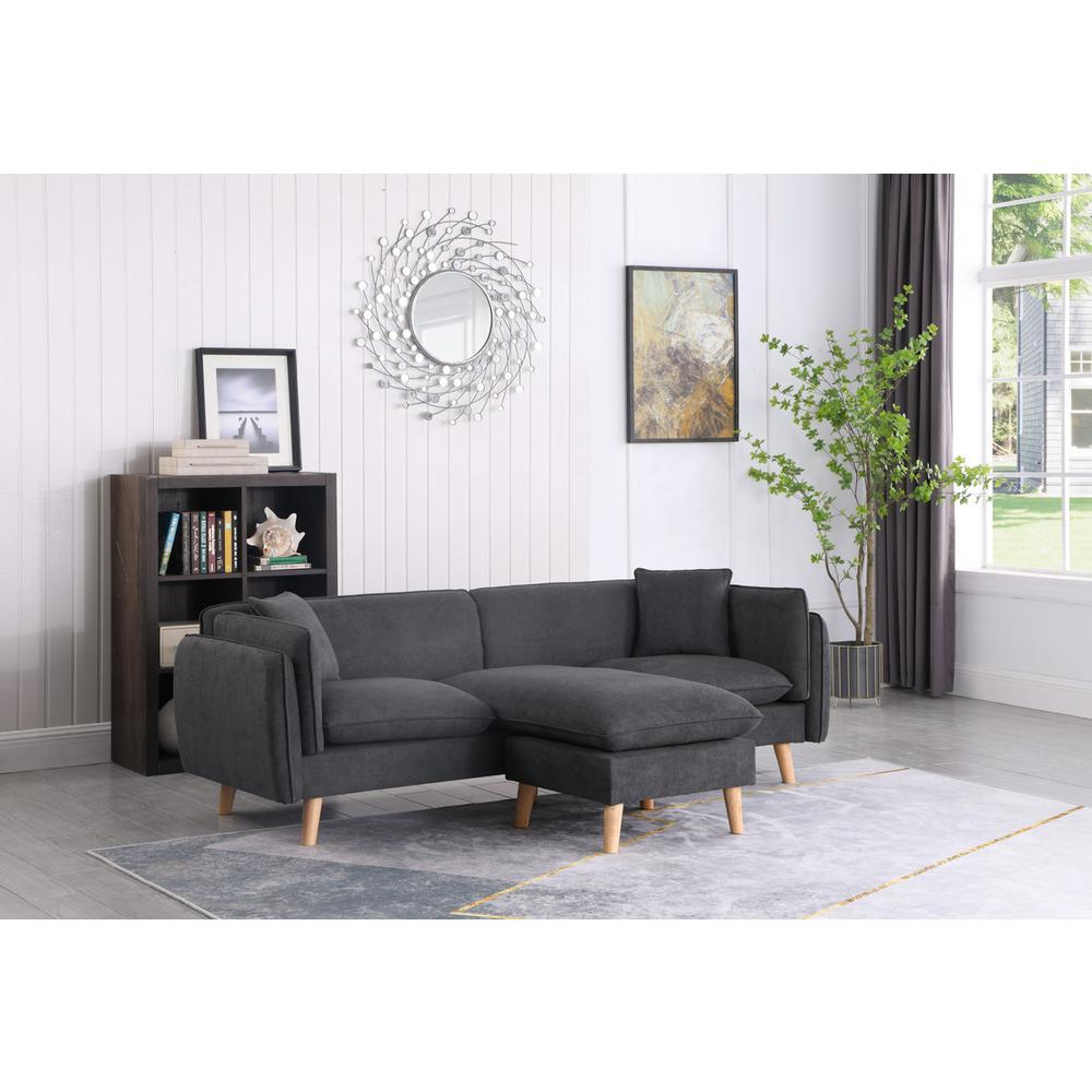 Brayden Dark Gray Fabric Sectional Sofa Chaise. Picture 6
