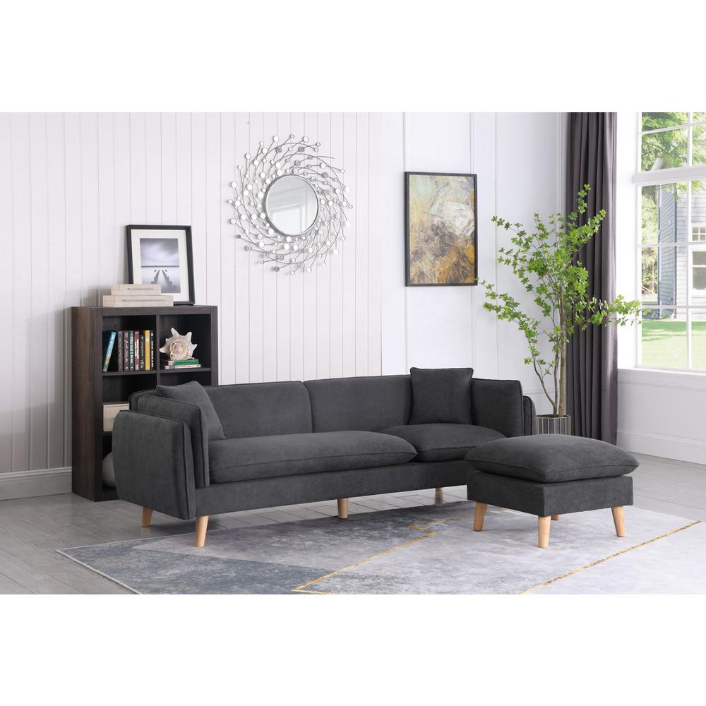 Brayden Dark Gray Fabric Sectional Sofa Chaise. Picture 7