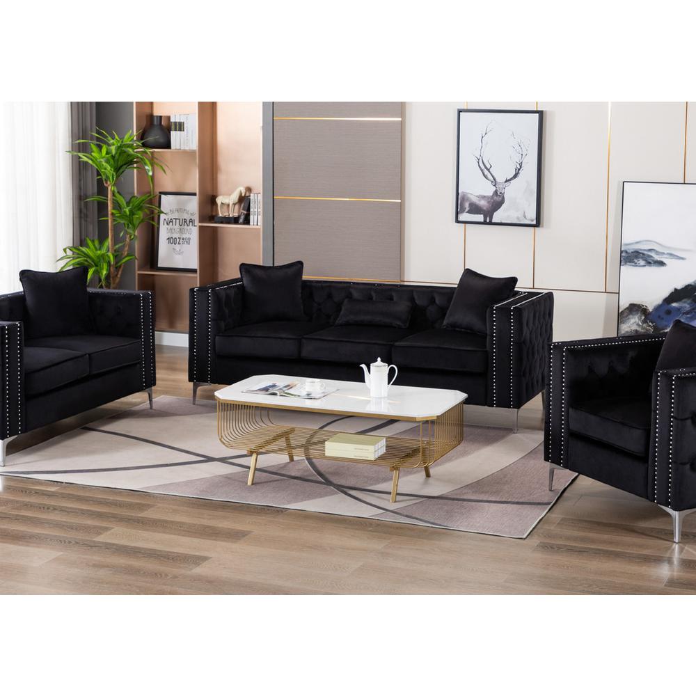 LILOLA Lorreto Black Velvet Sofa. Picture 4