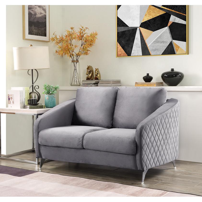 Sofia Gray Velvet Modern Chic Loveseat Couch. Picture 4