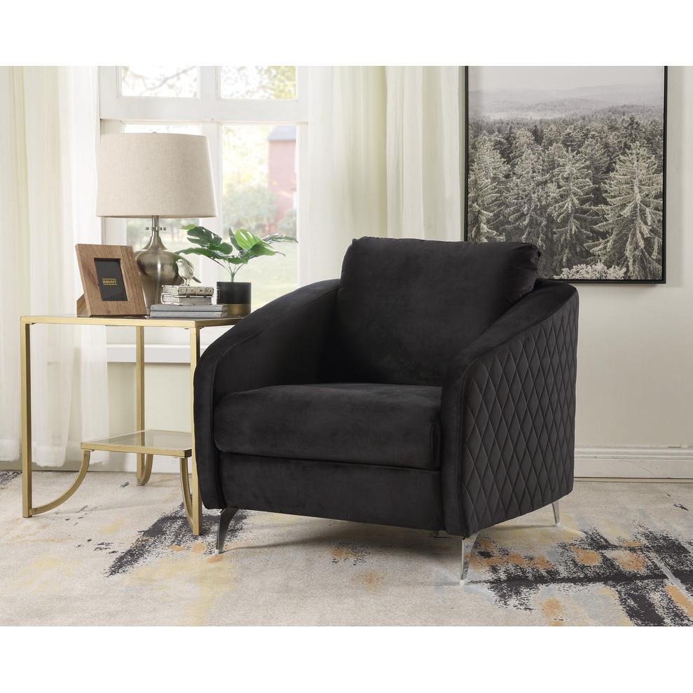 Sofia Black Velvet Modern Chic Accent Armchair. Picture 4