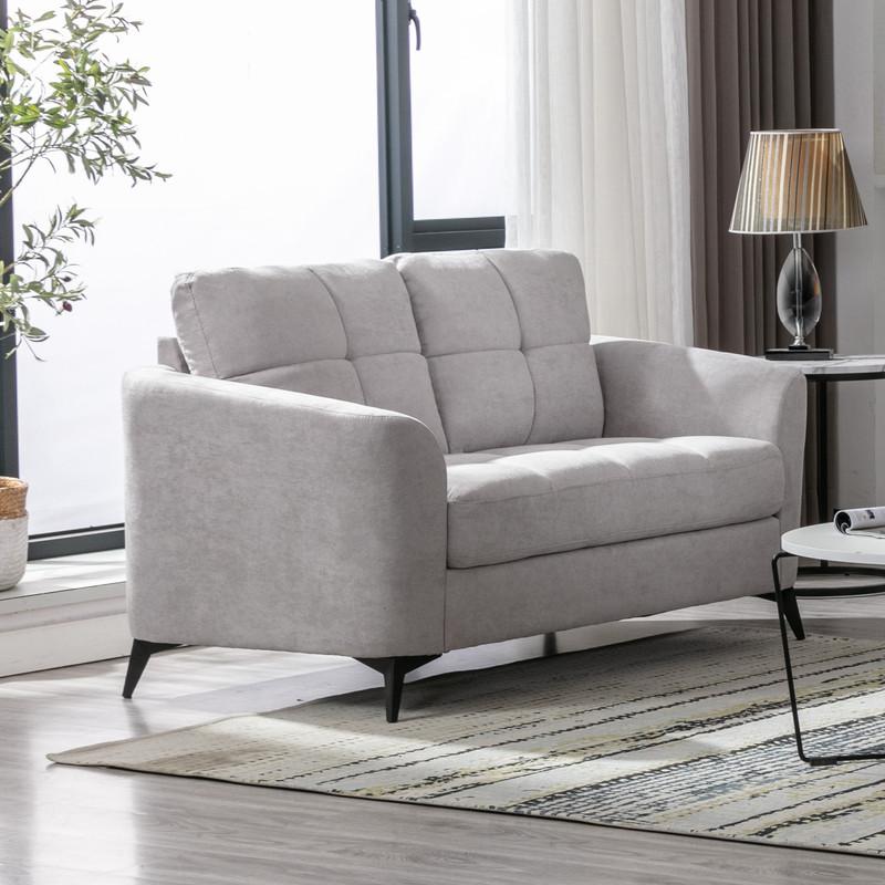 Callie Light Gray Velvet Fabric Loveseat. Picture 4