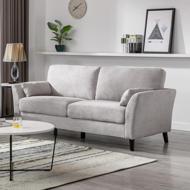 Damian Light Gray Velvet Fabric Sofa. Picture 4