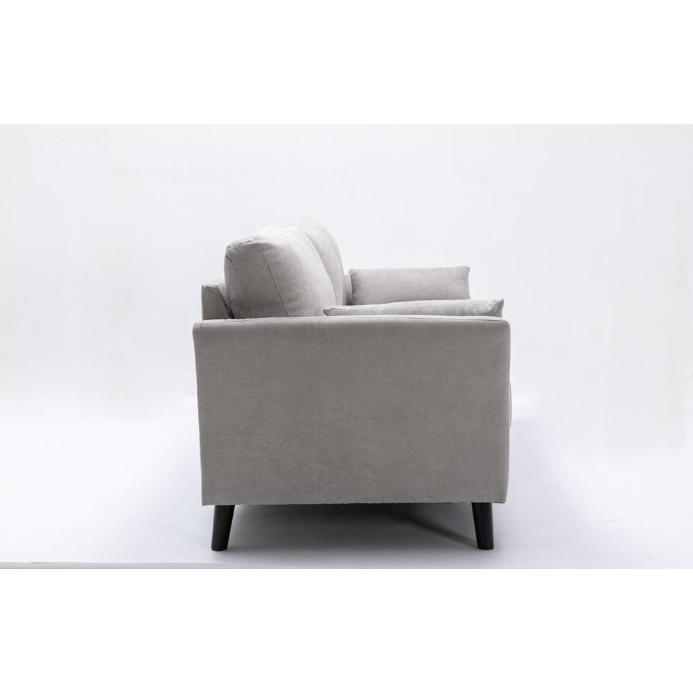 Damian Light Gray Velvet Fabric Sofa. Picture 5