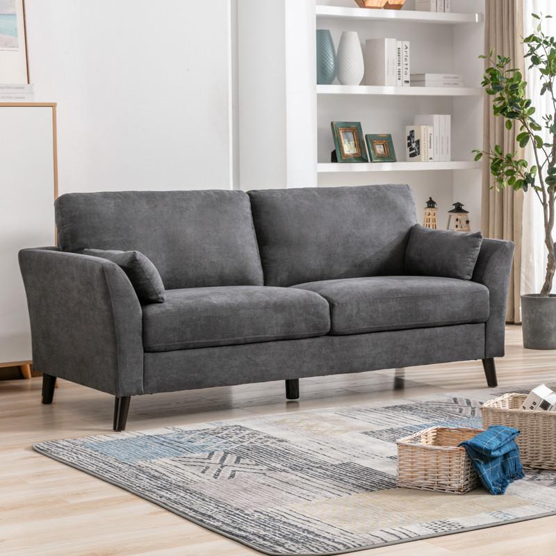 Damian Gray Velvet Fabric Sofa. Picture 4