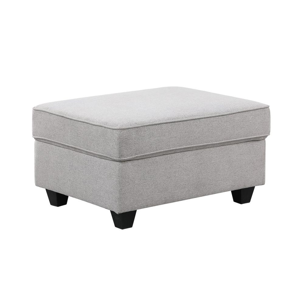 Leo Light Gray Linen 8Pc Modular L-Shape Sectional Sofa and Ottoman. Picture 9