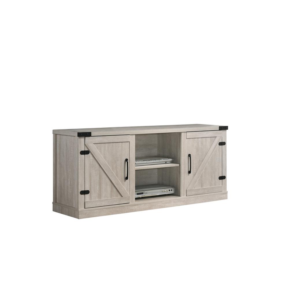 Salma Dusty Gray 58" Wide TV Stand with 2 Open Shelves and 2 Cabinets. Picture 1