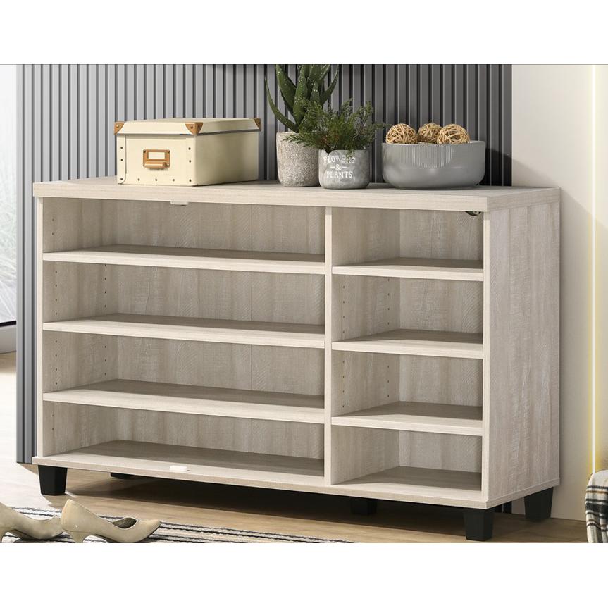 Corby Dusty Gray Oak Finish 3-Door Shoe Cabinet. Picture 2