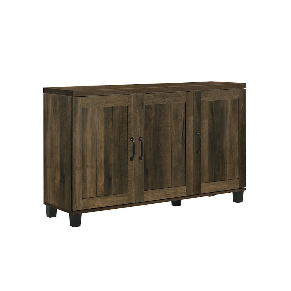 Corby 45"W Dark Dusty Oak Finish 3-Door Shoe Cabinet. Picture 1