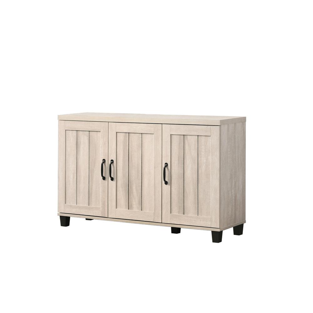 Corby Dusty Gray Oak Finish 3-Door Shoe Cabinet. Picture 1