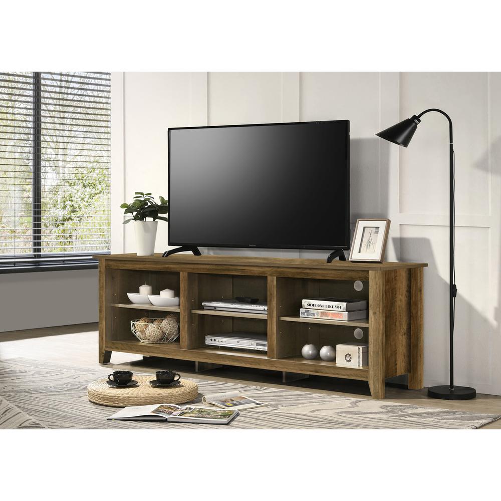 70"W TV Stand with Open Shelves and Cable Management. Picture 4
