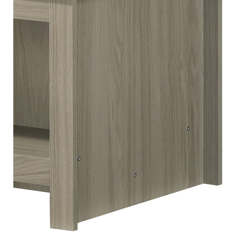 Nyla 43"W Gray Oak Coffee Table with Open Shelves Front and Back. Picture 3