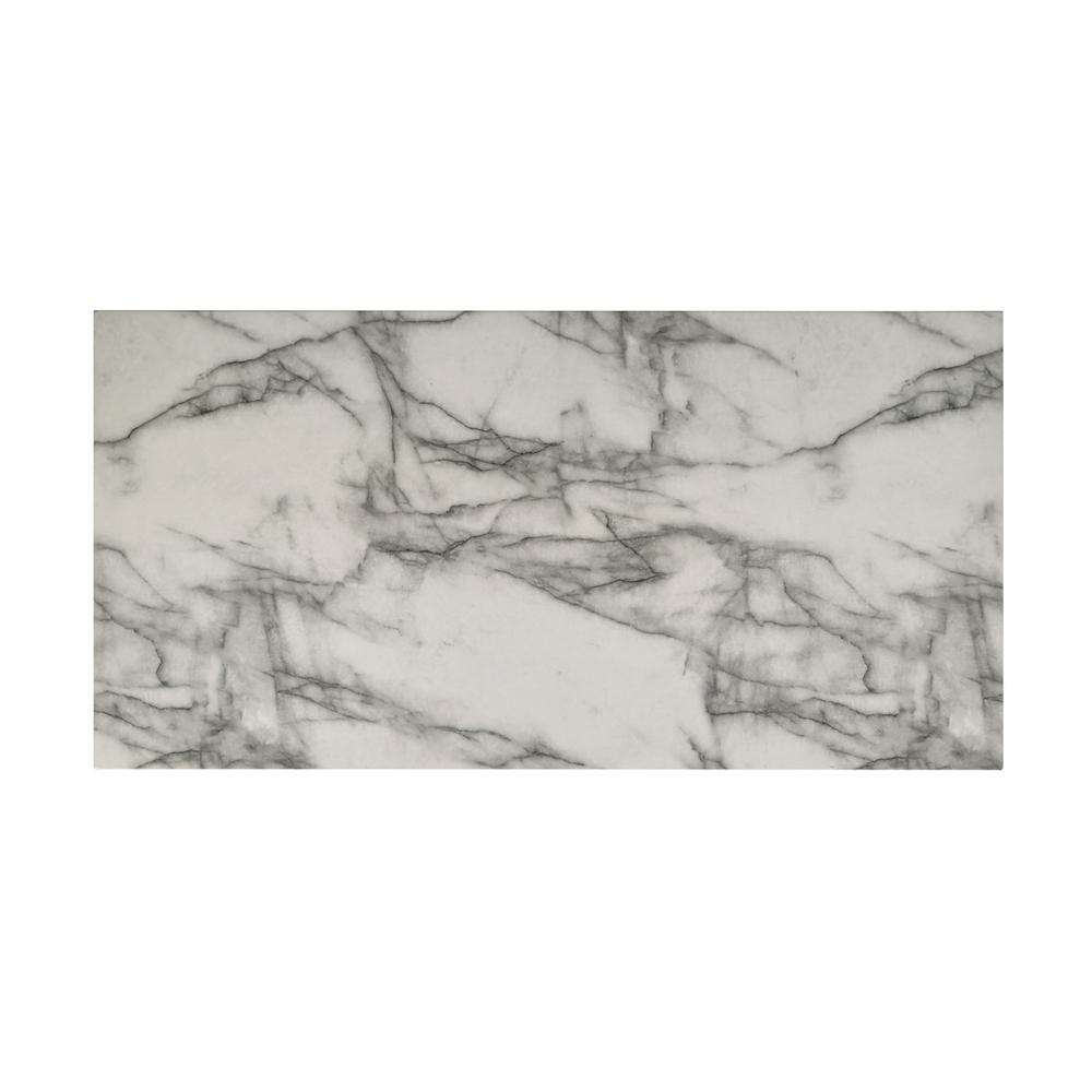 Matilda 47"W White Coffee Table with White Faux Marble Top. Picture 6
