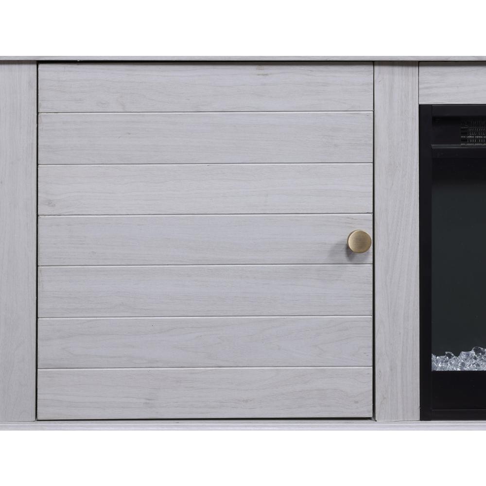 Lucifer 70"W White Walnut Finish TV Stand Console with Fireplace. Picture 8