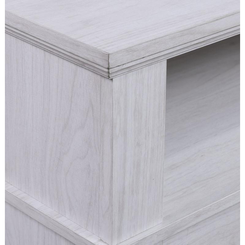 Lucifer 70"W White Walnut Finish TV Stand Console with Fireplace. Picture 10