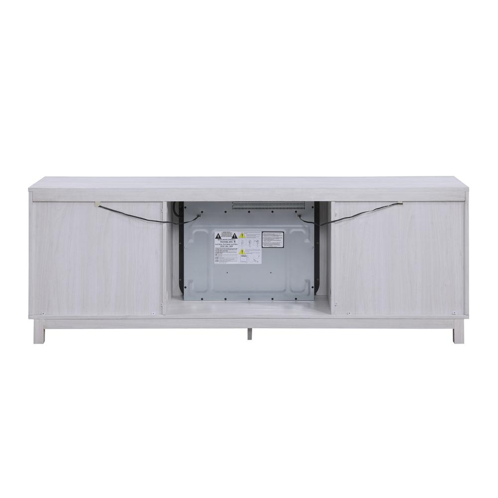 Summit 70"W White Walnut Finish TV Stand Console with Fireplace. Picture 11